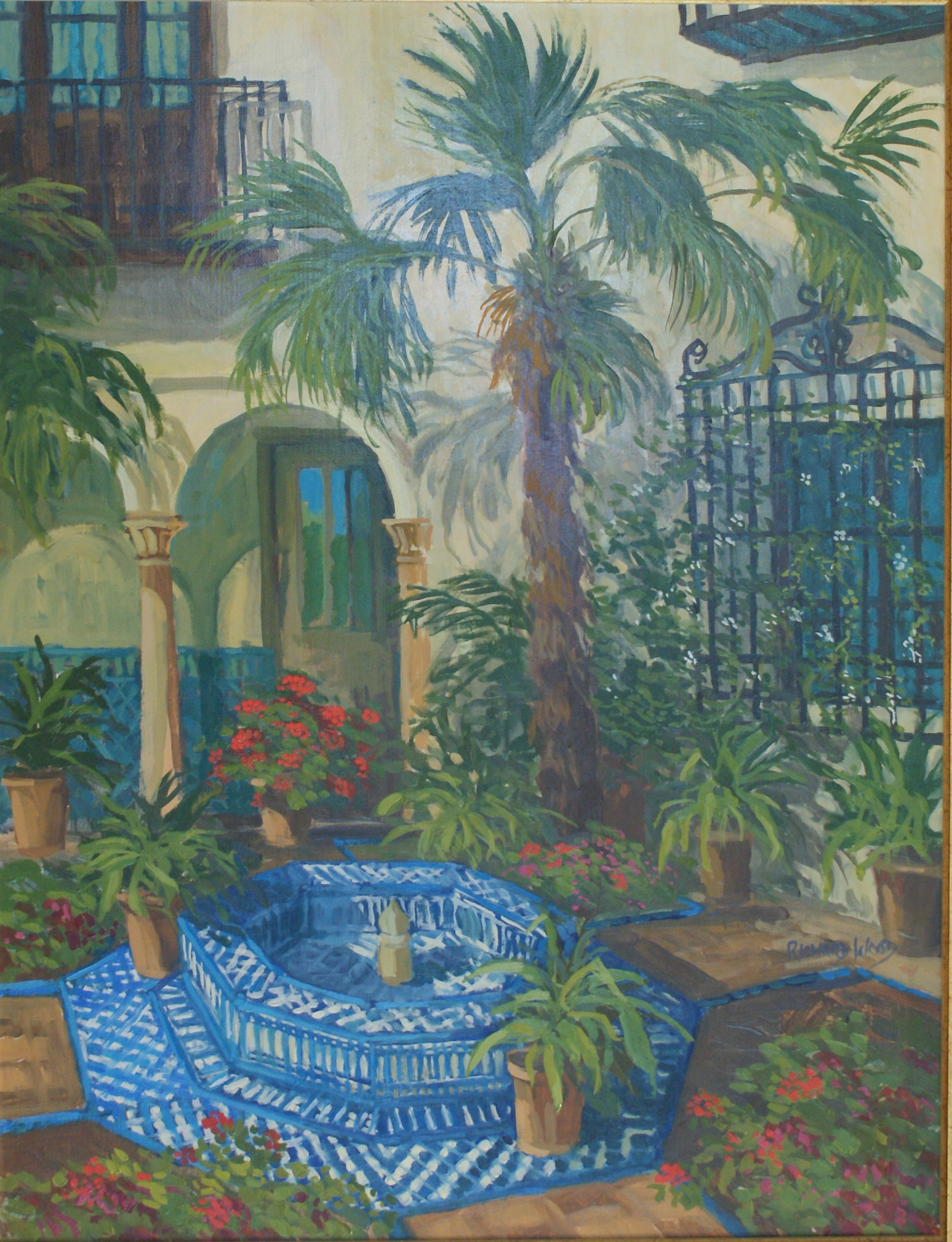 Blue and White fountain patio Sorolla Museum
